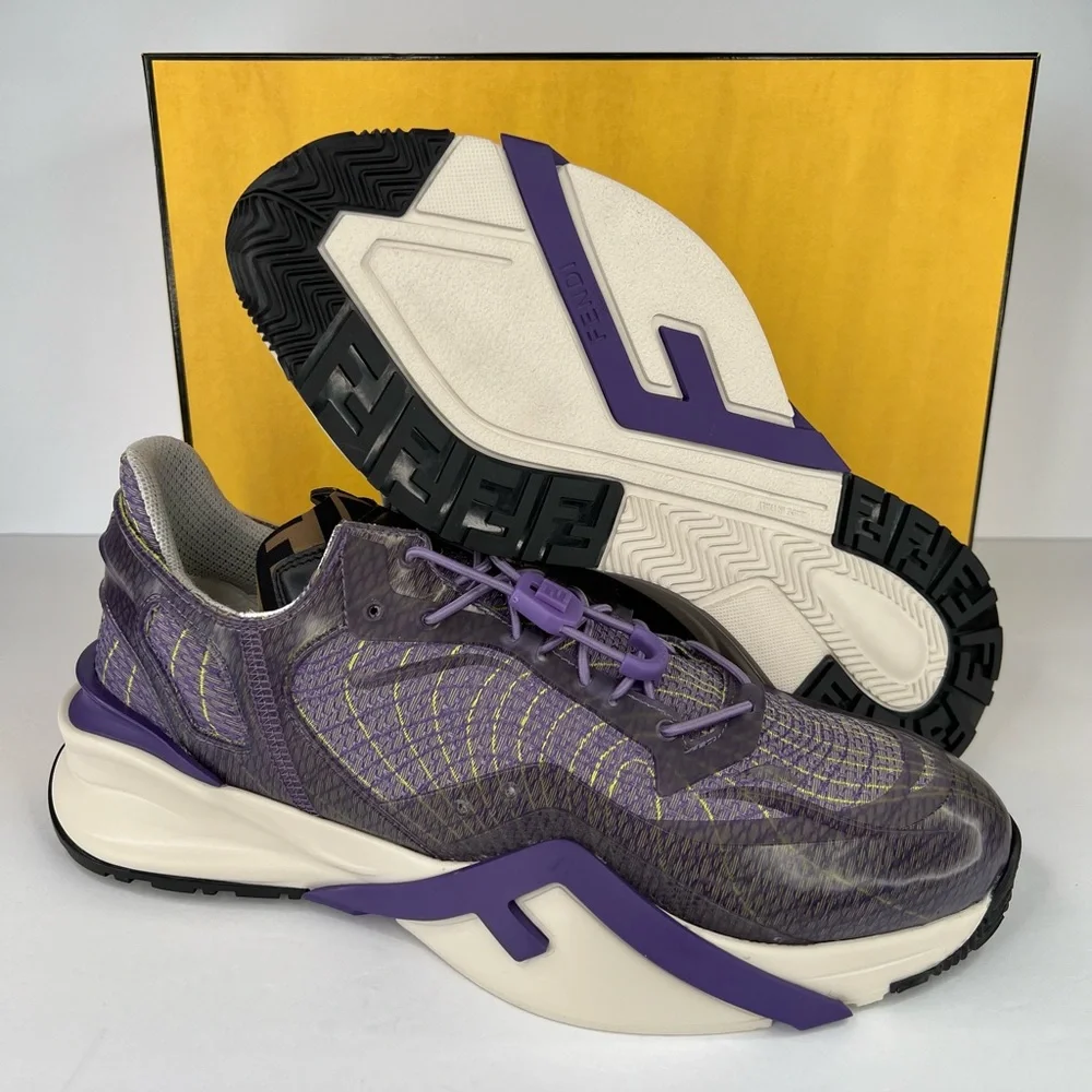 FENDI Flow FF Nylon Transparent Mix Media Logo Sneakers  UK 9 - US 10 - EU 43
